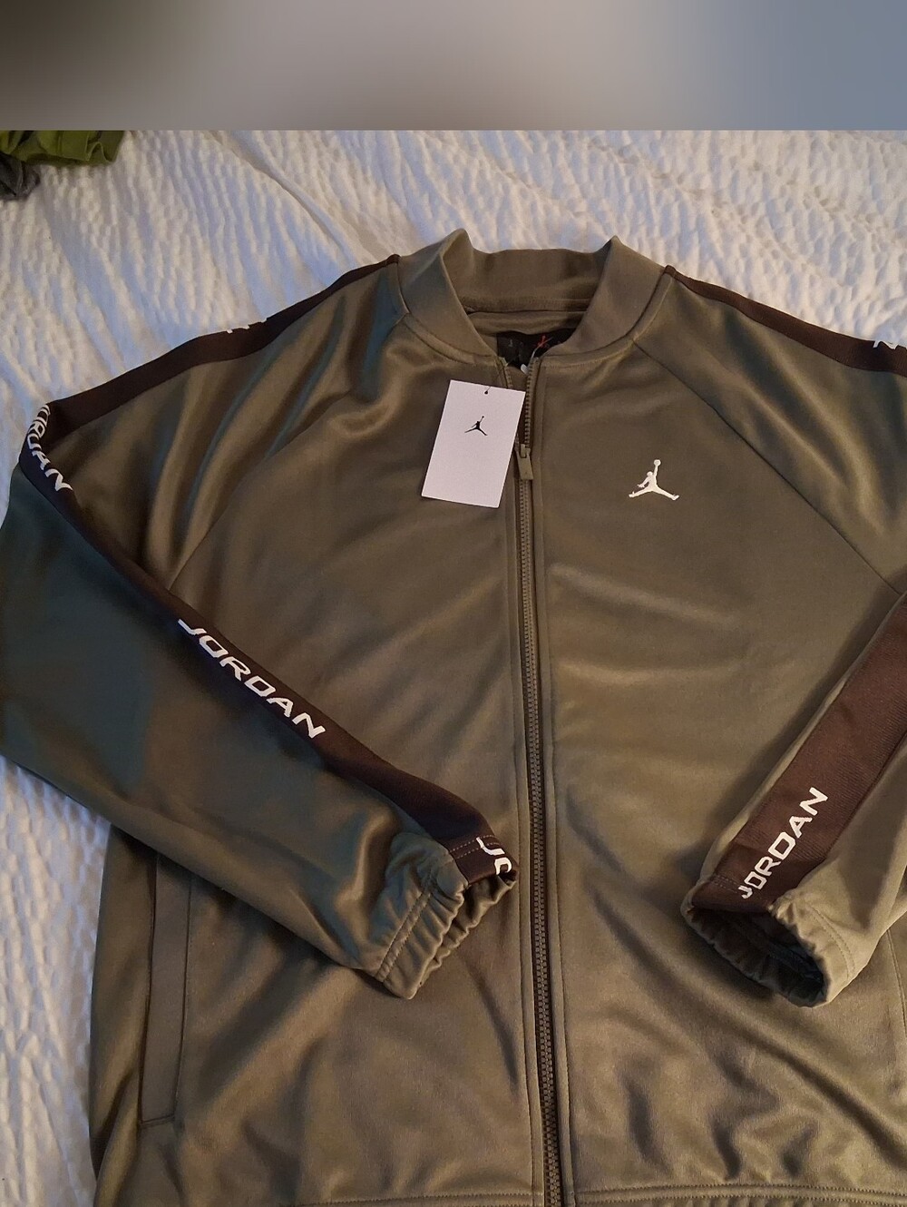 Jordan Men's Olive Green and Brown Lightweight Track Jacket